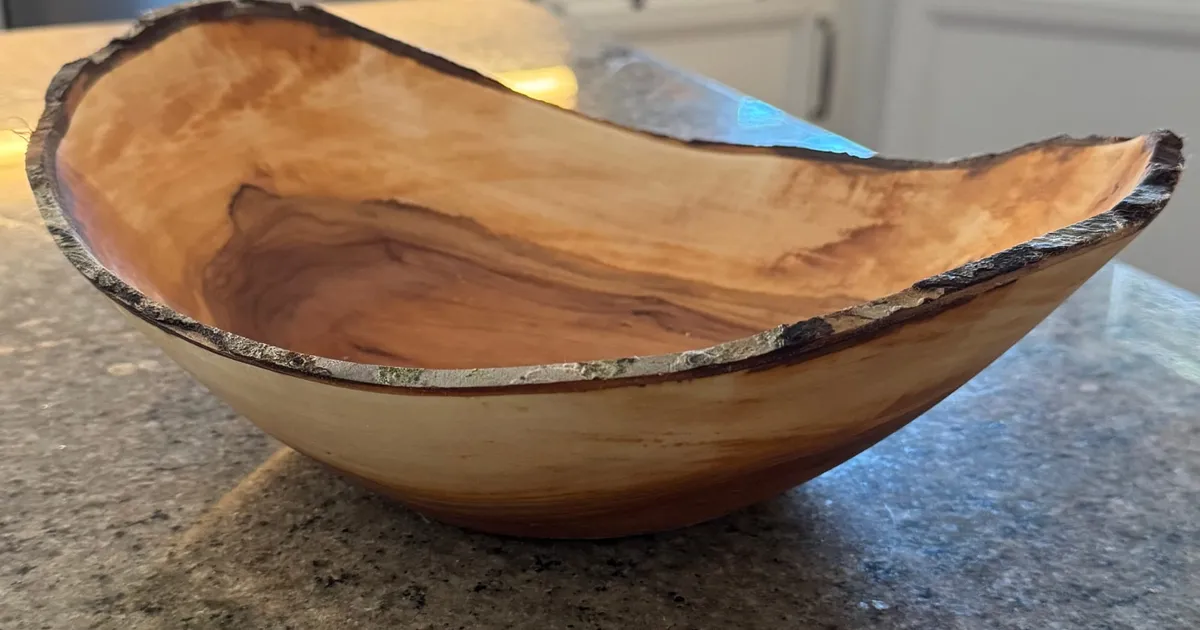 Embracing Nature's Design: A Stunning Apple Wood Live-Edge Bowl