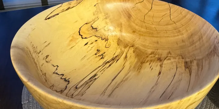 Spalted Maple Bowl — Dramatic Zone Lines, Natural Finish