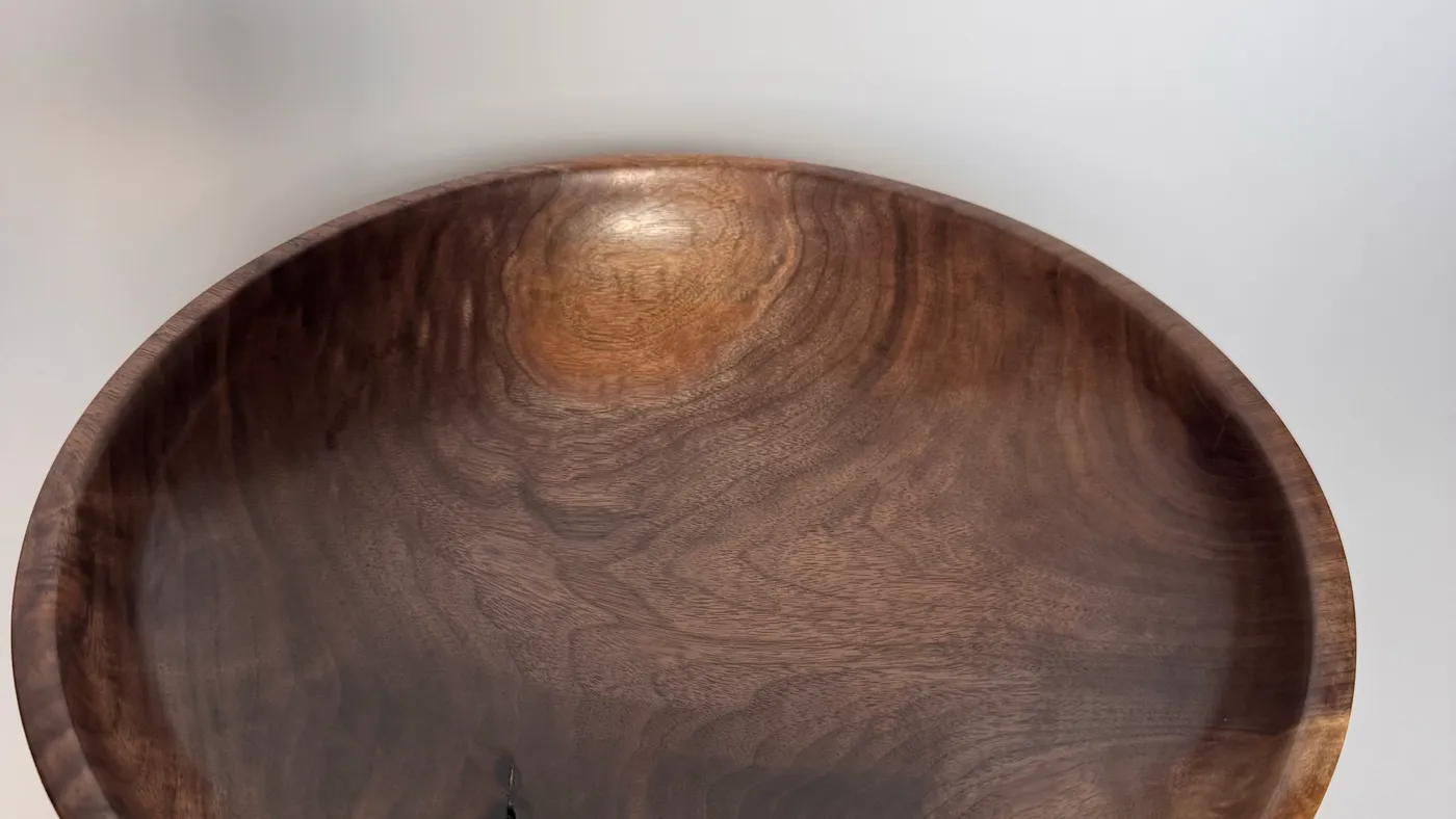 Black Walnut Bowl — Low, Wide Table Form