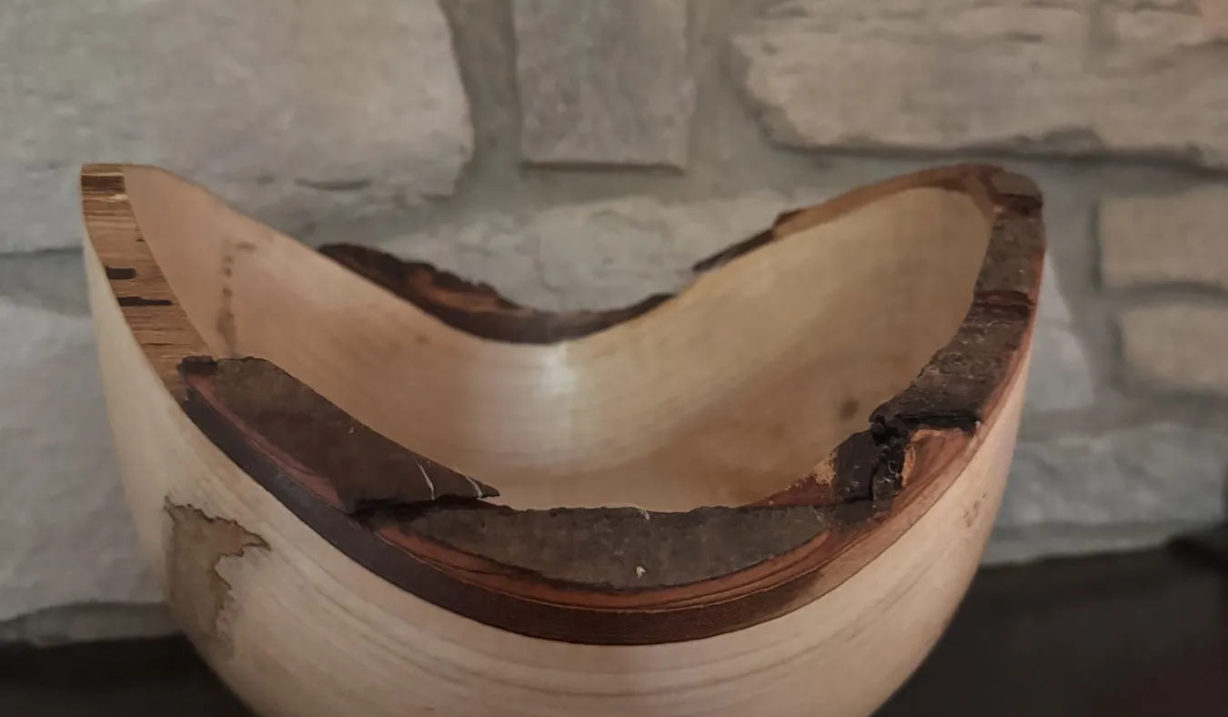 Natural Edge Maple Bowl — Smooth Winged Form